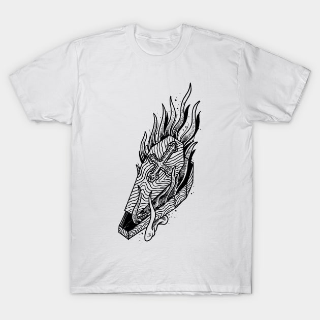 Flaming Coffin T-Shirt by btcillustration